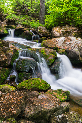 Long exposure of the Ilse river in the Ilse valley in the Harz Mountains, Germany
