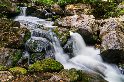 Long exposure of the Ilse river in the Ilse valley in the Harz Mountains, Germany