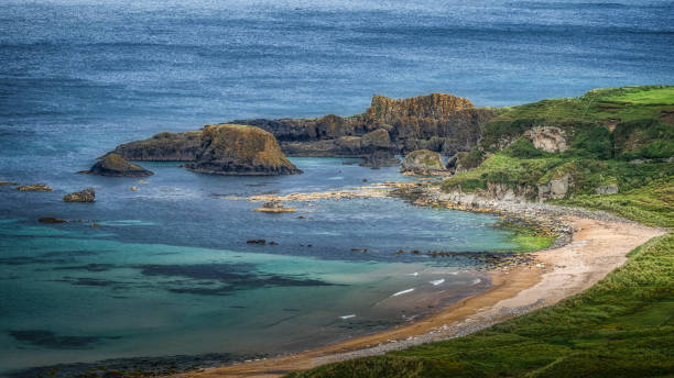 Beach seen from a high point of view near Ballycastle, Northern Ireland, United Kingdom