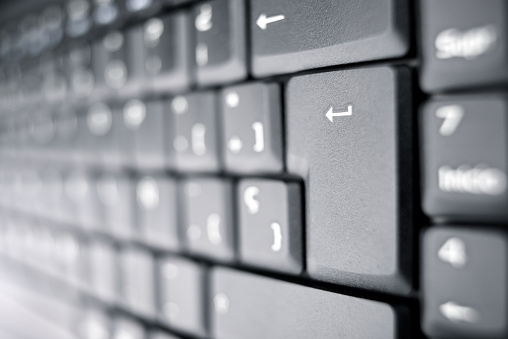 Close up of the black keyboard of a laptop computer