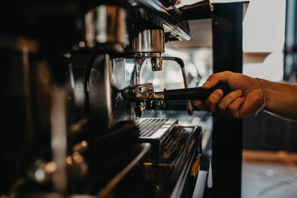 istock barista making coffee in the coffee machine 2140422511