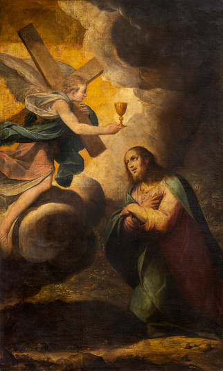 Milan - The painting Jesus prayer in Gethsemane garden in the church Basilica di Santo Stefano Maggiore by unknown artist.