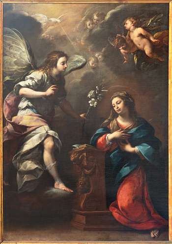 Milan - The painting of Annuntiation in the church  Chiesa di San Nazaro in Brolo by Daniele Crespi (1598–1630).