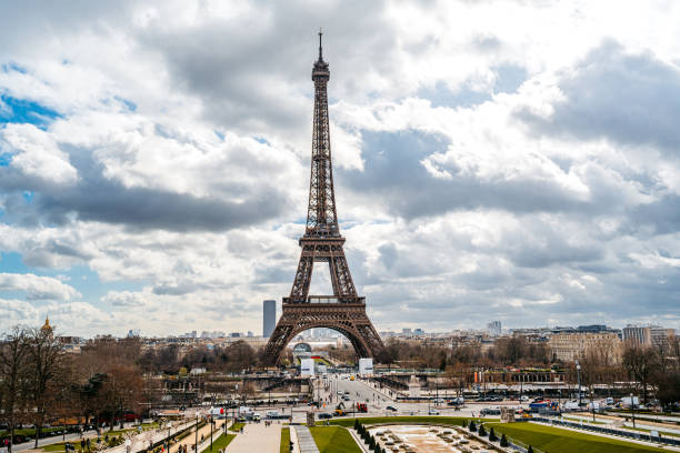The beautiful Eiffel Tower in Paris in France.