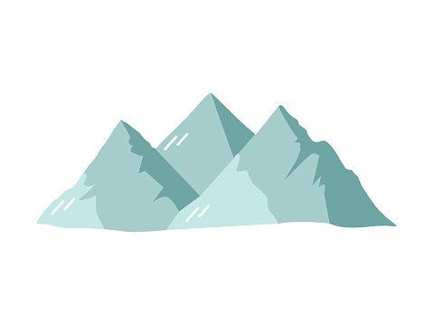 Cute hand drawn mountains. Flat vector illustration isolated on white background. Doodle drawing.