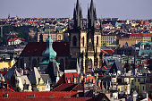 The Gothic Church of Our Lady before Týn in Prague. Old Town Square