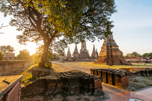 Wat Chaiwatthanaram in Ayutthaya historical park in Ayutthaya in Thailand.