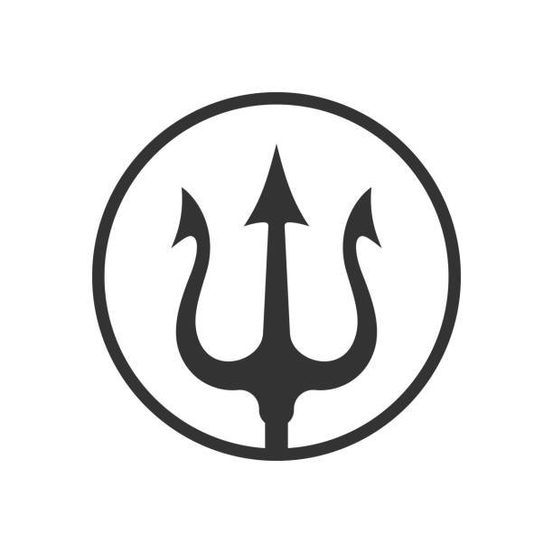 Trident symbol Trident graphic icon. Trident Poseidon sign in the circle isolated on white background. Vector illustration greek god poseidon backgrounds stock illustrations