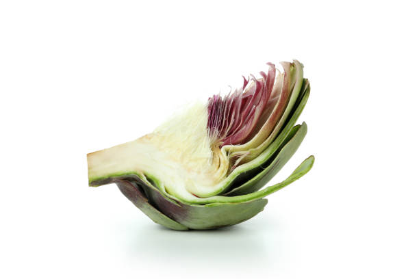 Fresh raw artichoke isolated on white background