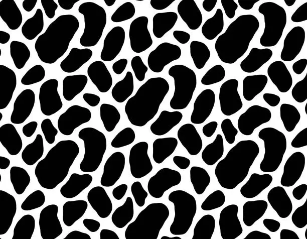 Vector illustration of Cow hide seamless pattern. Holstein cattle texture.Black and white seamless leopard pattern. Animal skin background illustration