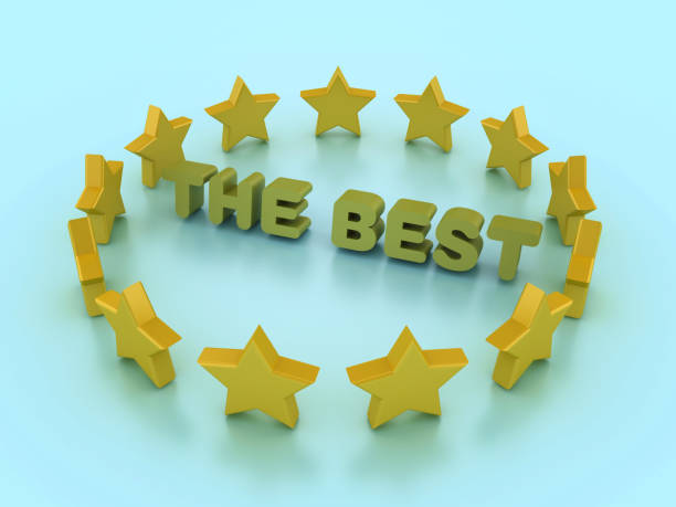 3D Stars with The Best Word - Colored Background - 3D Rendering