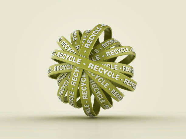 Circular Ribbons with RECYCLE Word - Colored Background - 3D Rendering