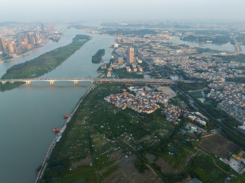 Aerial view of landscape in Guangzhou city, China