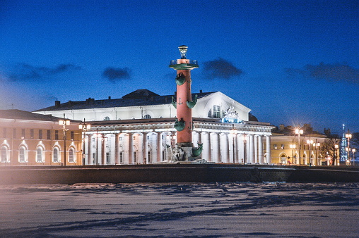 Night view over river Neva in Saint Petersburg