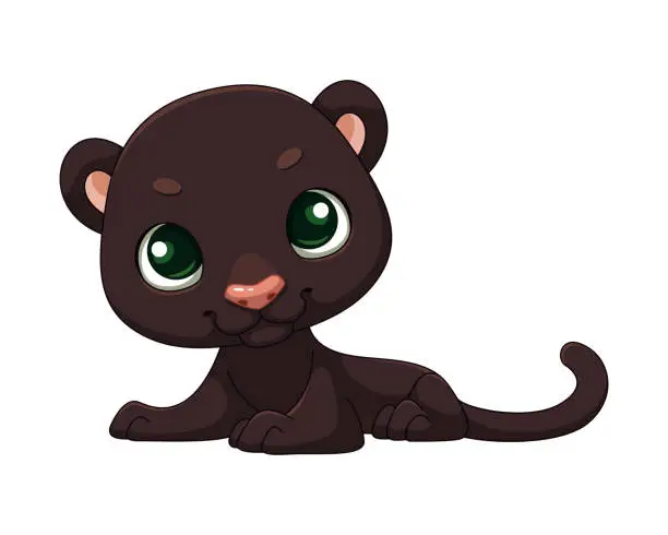 Vector illustration of Cute black panther cub cartoon vector illustration