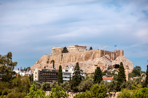 panoramic view of Athens summer morning