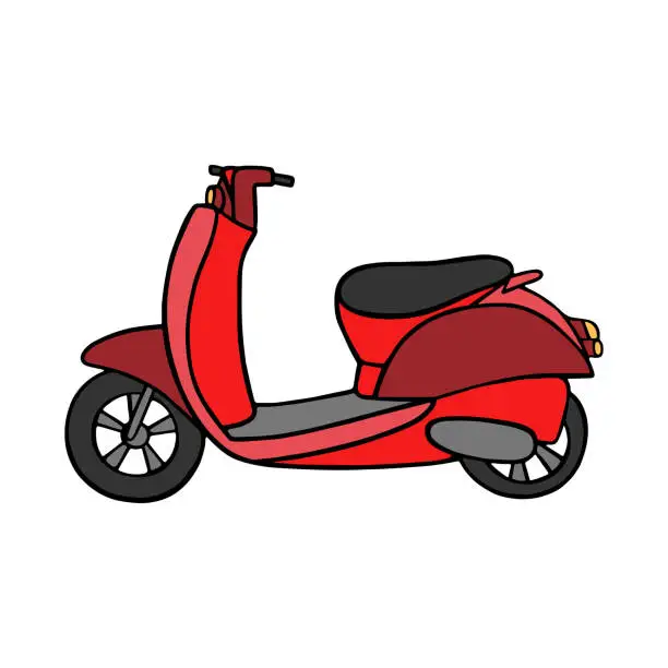 Vector illustration of red moped without a driver. mini motorcycle. flat vector illustration.