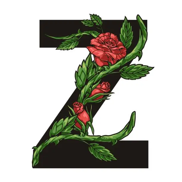 Vector illustration of Flower letter Z colorful sticker