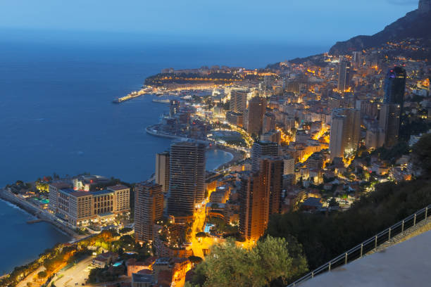 istock Monte Carlo panorama illuminated by night. Urban landscape with luxury architecture. 2140740007