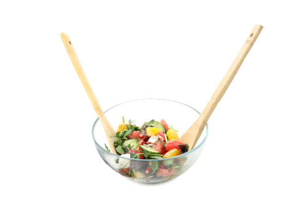 Salad with red orange isolated on white background