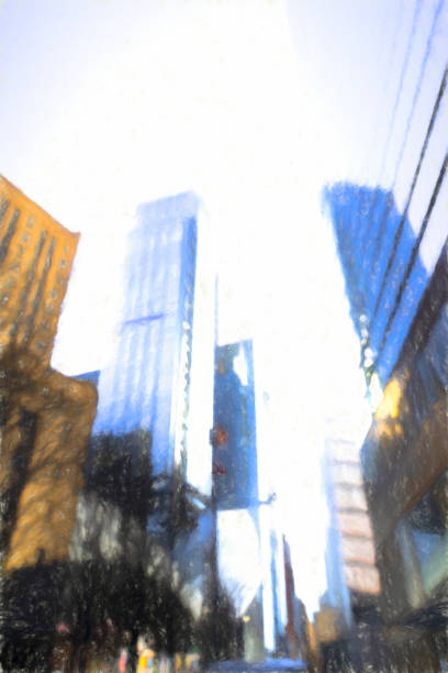 Abstract defocused image of Manhattan buildings for use as a background.