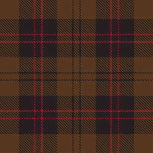 Vector illustration of Brown And Red Scottish Tartan Plaid Pattern Fabric Swatch