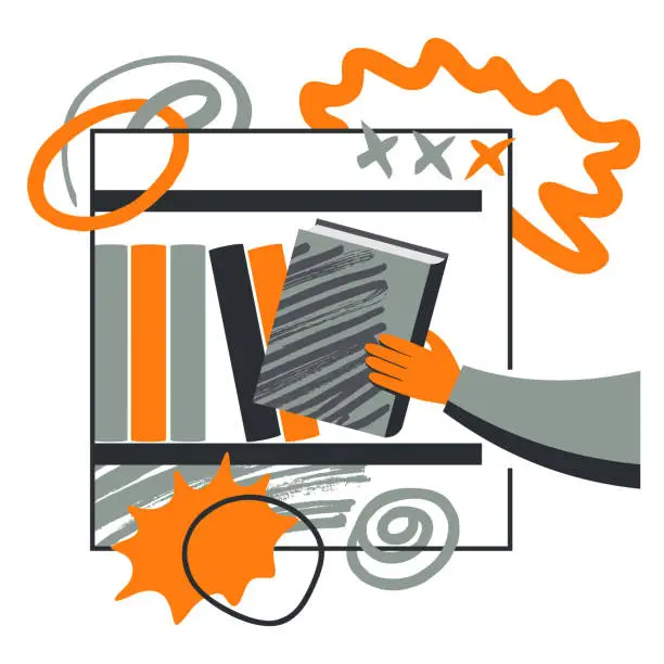 Vector illustration of Person taking the book - self-studying motivation