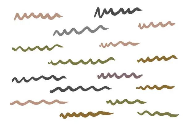 Vector illustration of Neutral Tones Wavy Brush Stroke Collection
