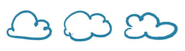 Vector illustration of Sky Blue Cloud Shapes on White Background