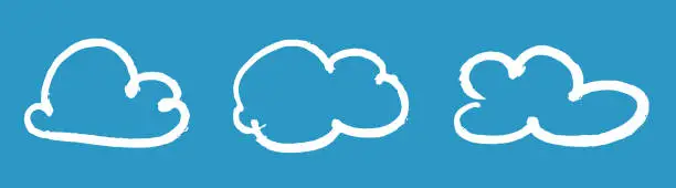 Vector illustration of White Cloud Outlines on Blue Sky Background