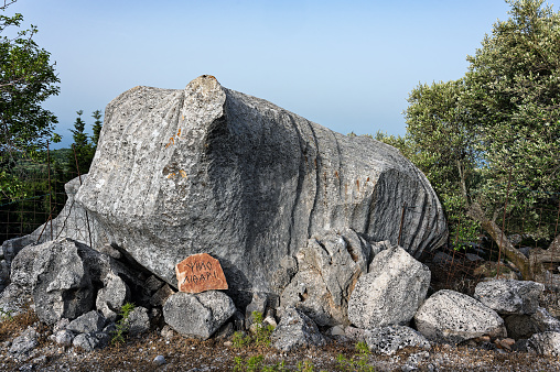 Huge monolith near the village of Anogi at the island of Ithaka in Epirus, Greece