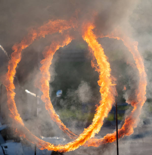 Round hoop of fire flame.