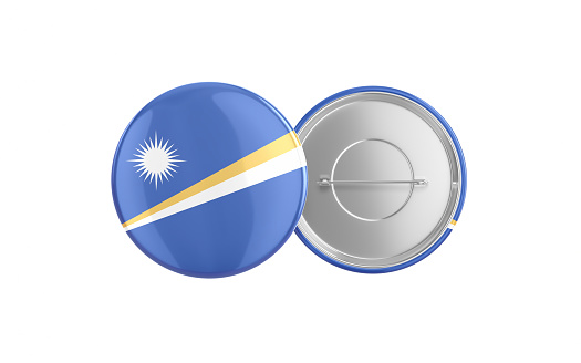 3d Render Marshall islands Flag Badge Pin Mocap, Front Back Clipping Path, It can be used for concepts such as Policy, Presentation, Election.