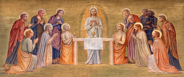 Milan - The fresco of Last supper church Chiesa di San Vito in Gianbellino by Antonio Martinotti.
