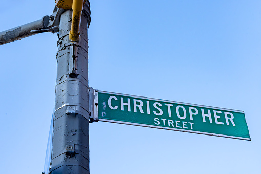 Christopher Street road signs in Manhattan, New York.