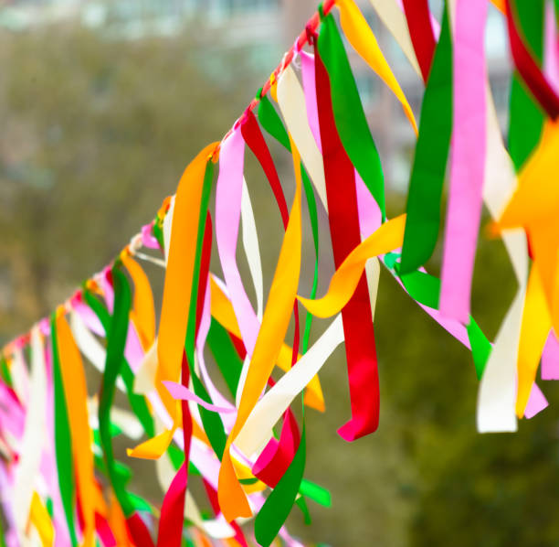 istock Festive colorful ribbons in nature 2140932332