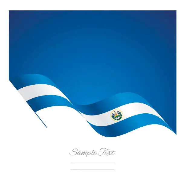 Vector illustration of El Salvador abstract wave flag ribbon vector background