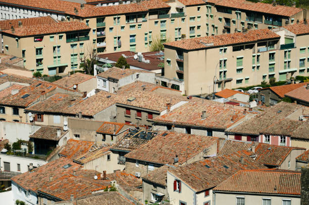 Rooftops in Carcassonne as seen from its fortified walls