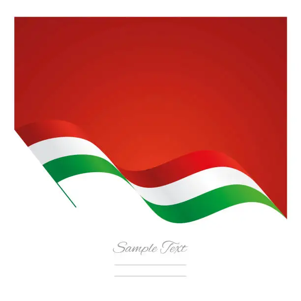 Vector illustration of Hungary abstract wave flag ribbon vector background