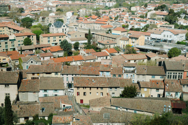 The city of Carcassonne as seen from its fortified walls
