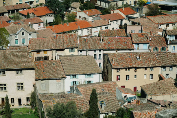 Rooftops in Carcassonne as seen from its fortified walls