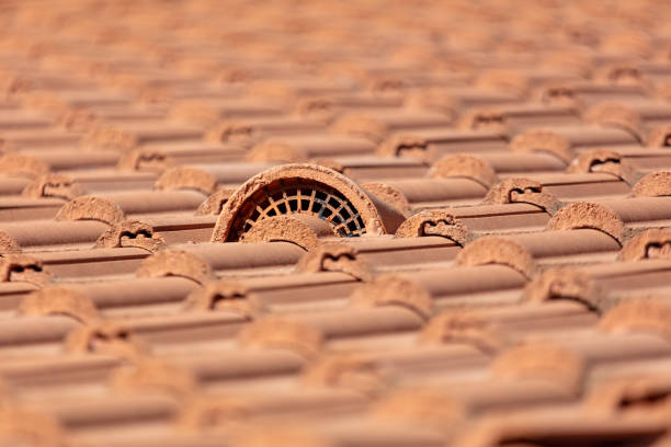 Tiled roof as an abstract background. Texture.