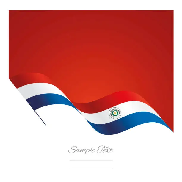 Vector illustration of Paraguay abstract wave flag ribbon vector background.
