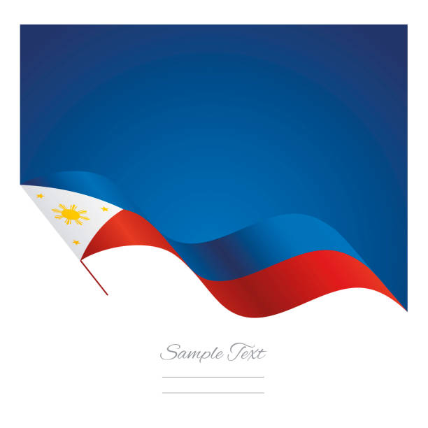 филиппины абстрактный флаг волна лента векторный фон - philippines flag vector illustration and painting stock illustrations