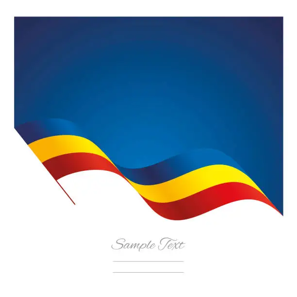 Vector illustration of Romania abstract wave flag ribbon vector background