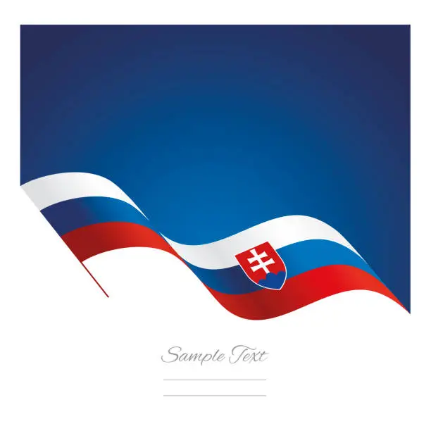 Vector illustration of Slovakia abstract wave flag ribbon vector background