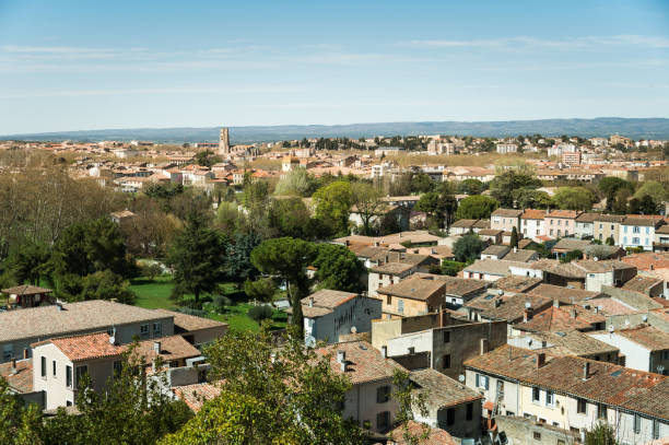 The city of Carcassonne as seen from its fortified walls