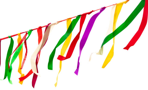 istock Multicolored ribbons isolated on white background 2140986794