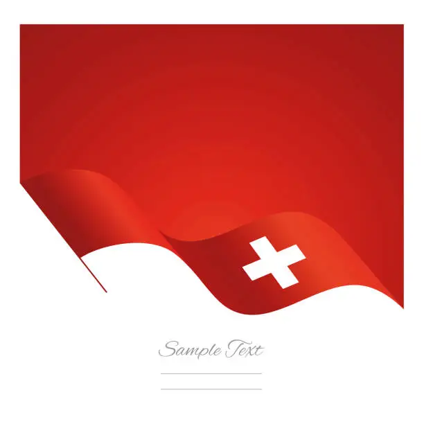 Vector illustration of Switzerland abstract wave flag ribbon vector background