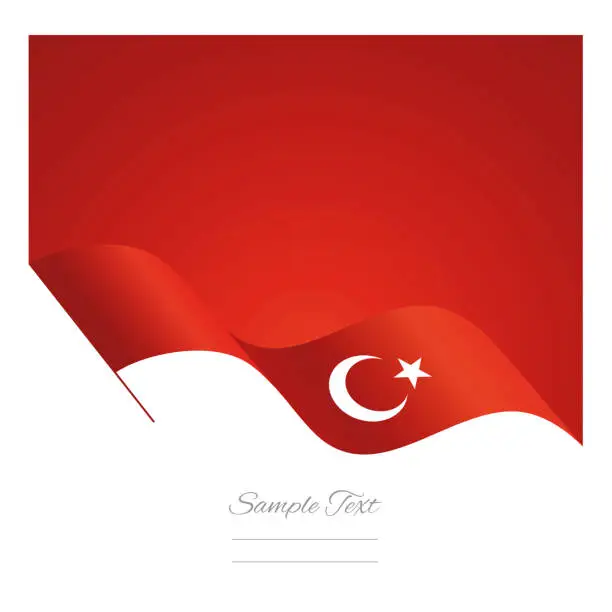 Vector illustration of Türkiye abstract wave flag ribbon vector background